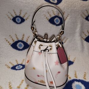 Coach White and Pink Bucket Bag